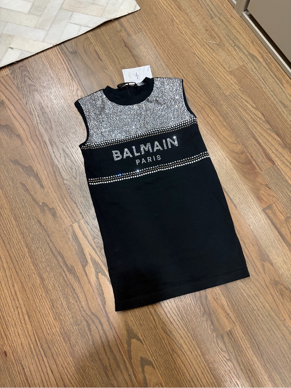Balmain Black Crystal-Embellished Crewneck Top